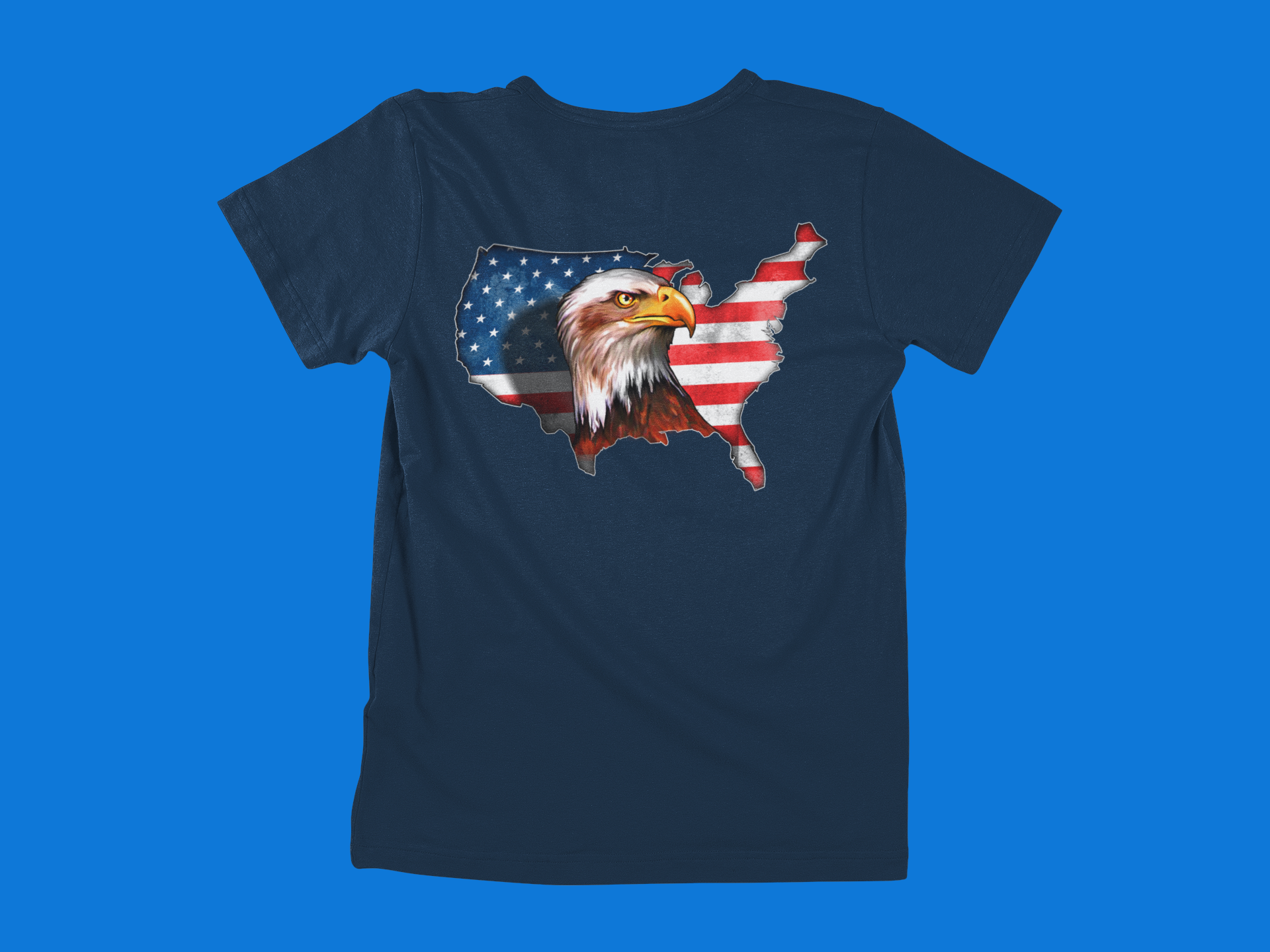 Eagle In Front of USA Flag - back of tee