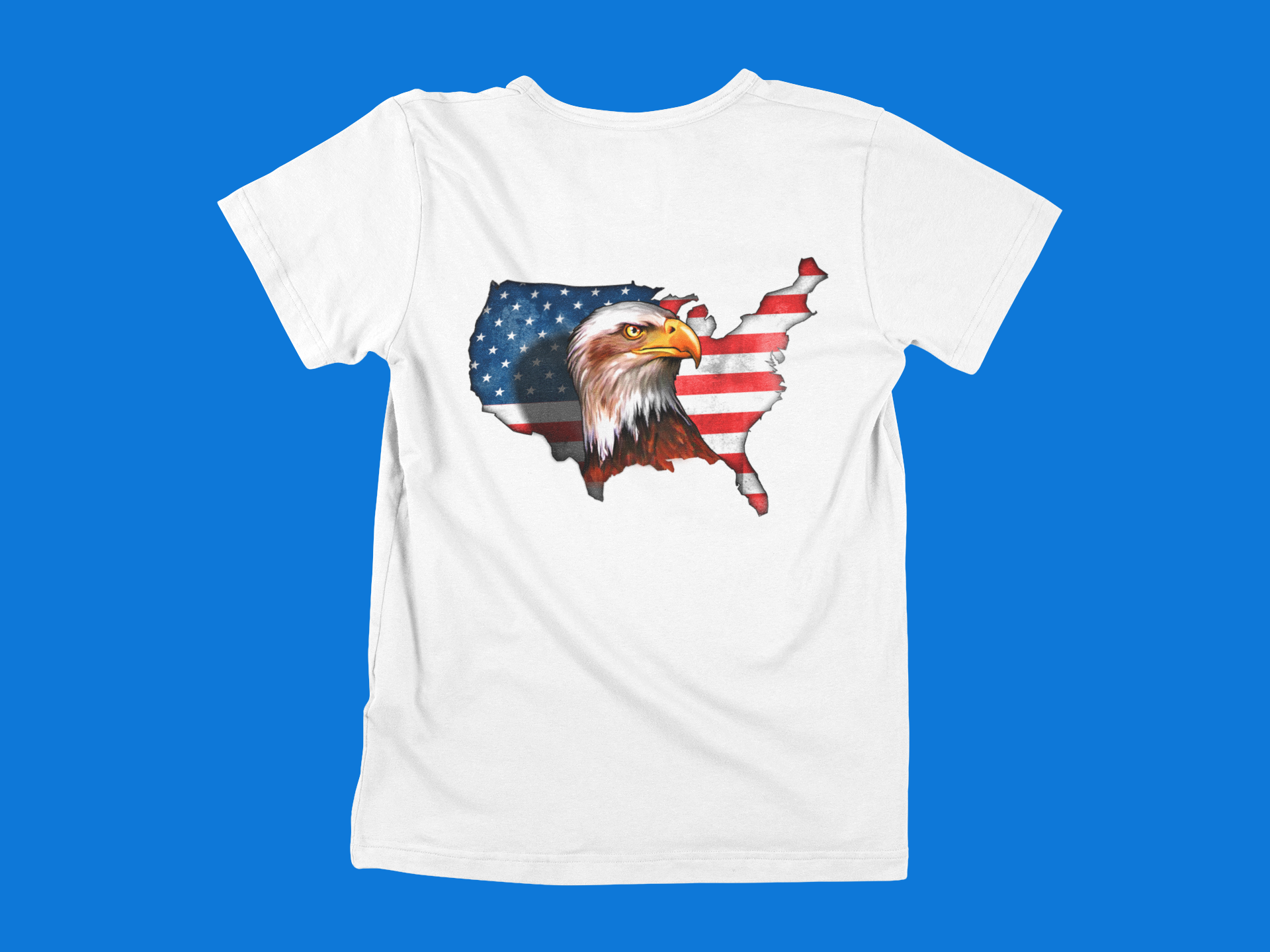 Eagle In Front of USA Flag - back of tee