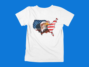 Eagle In Front of USA Flag - back of tee