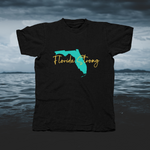 Load image into Gallery viewer, Florida Strong Turquoise FL With Gold Letters - front of tee
