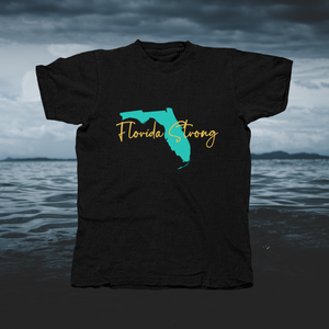 Florida Strong Turquoise FL With Gold Letters - front of tee