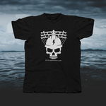 Load image into Gallery viewer, Light Gray Skull Lineman/Linewoman #STRONGERthananystorm - front of tee
