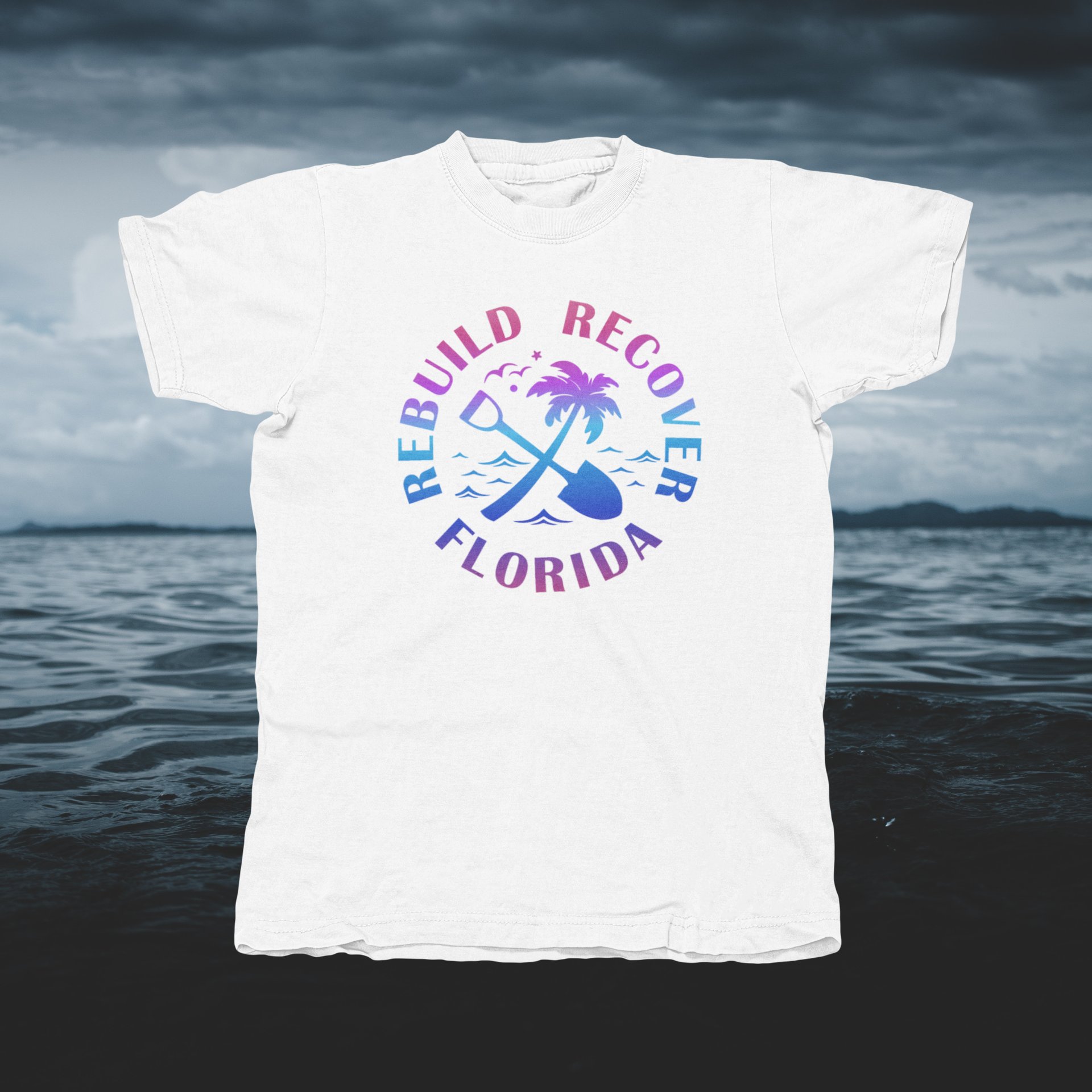 Rebuild Recover Florida Multi-Colored Design - front of tee