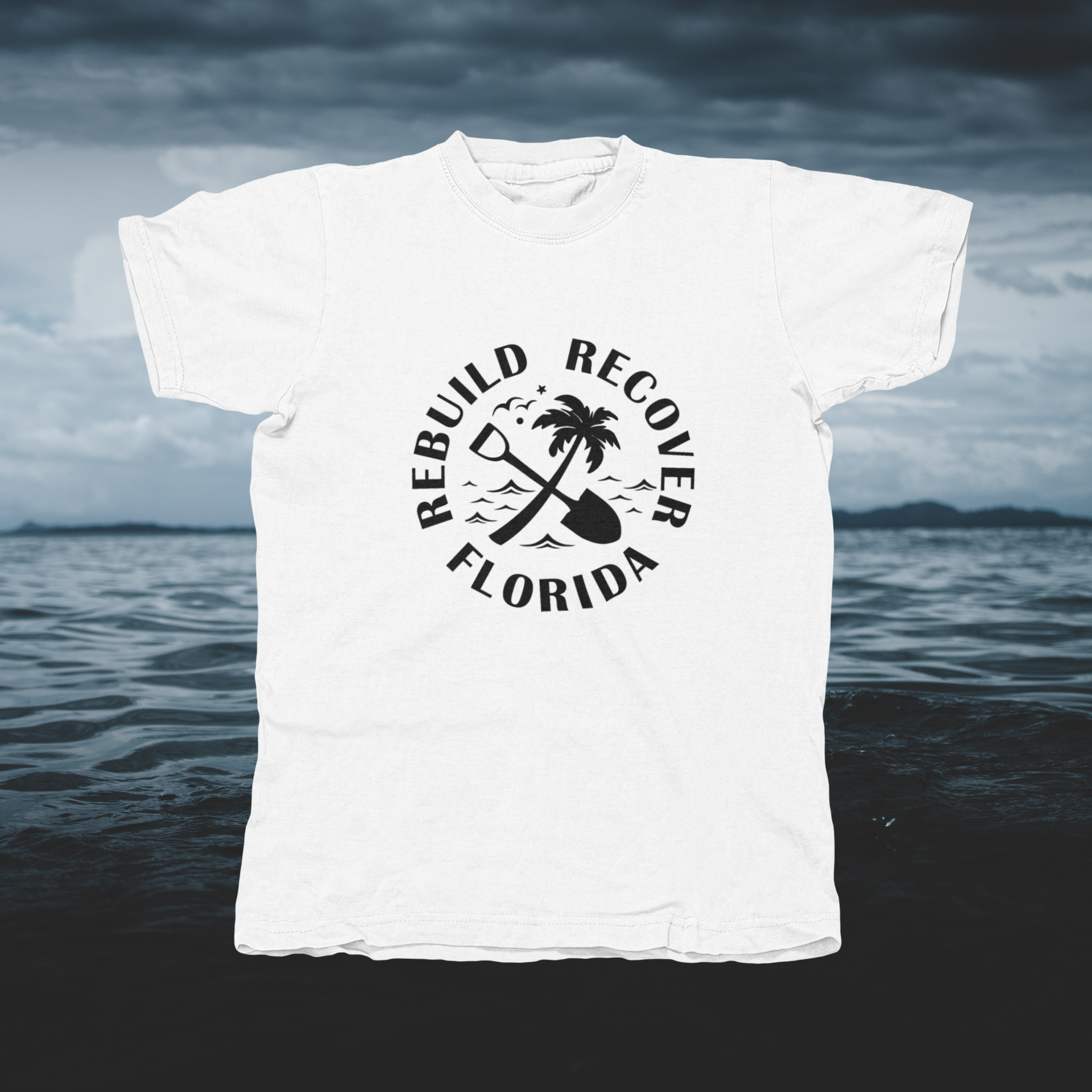 Rebuild Recover Florida Black - front of tee