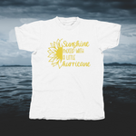 Load image into Gallery viewer, Sunshine Mixed With A Little Hurricane Gold Letters - front of tee
