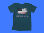 Load image into Gallery viewer, United We Stand - Blue Letters - back of tee
