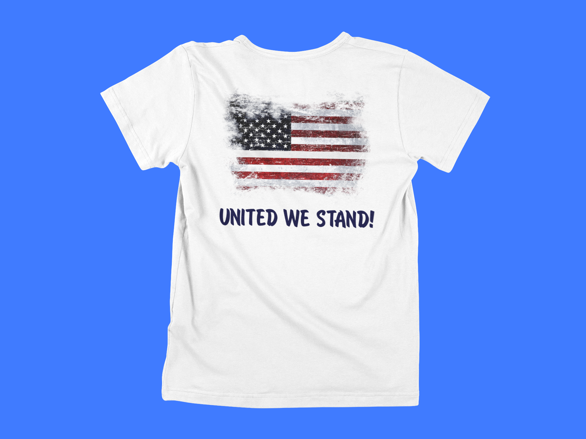 United We Stand - Blue Letters - back of tee