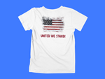 Load image into Gallery viewer, United We Stand - Red Letters - back of tee
