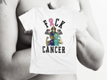 Load image into Gallery viewer, F&amp;CK CANCER - Black Letters - back of tee
